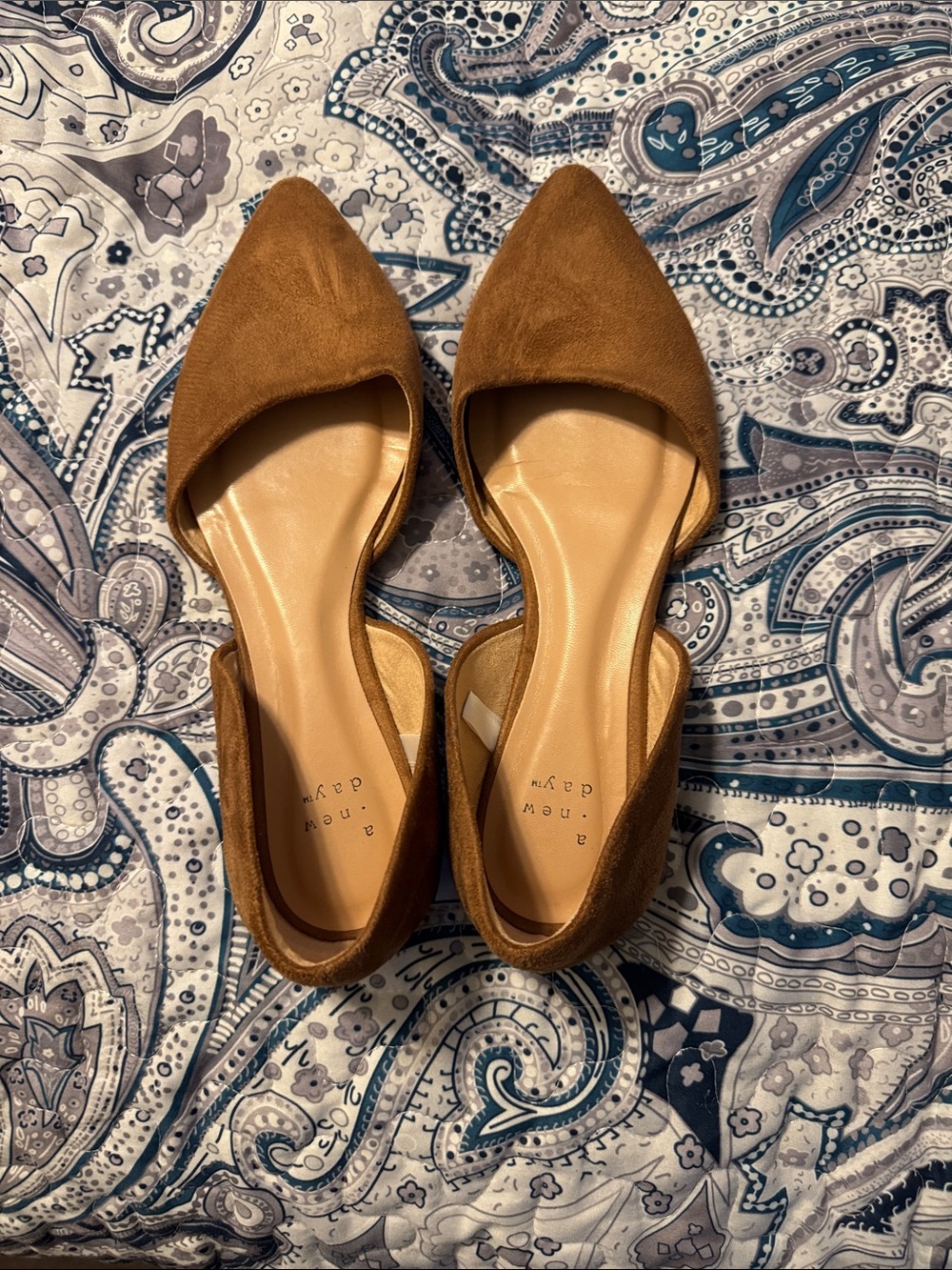 a new day Tan Pointed D'Orsay Flats